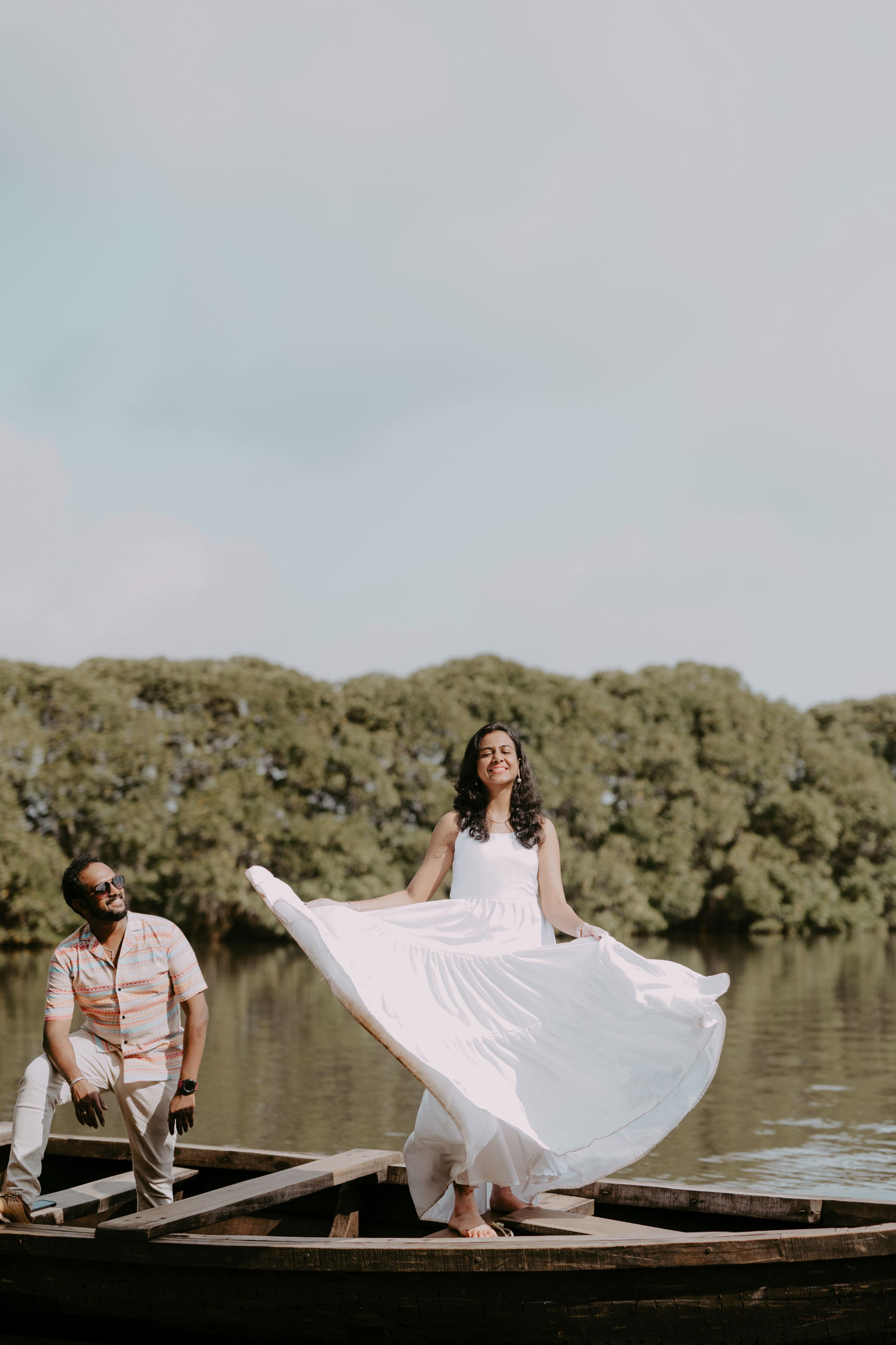 Bride and groom candid portrait from a Chennai wedding shoot