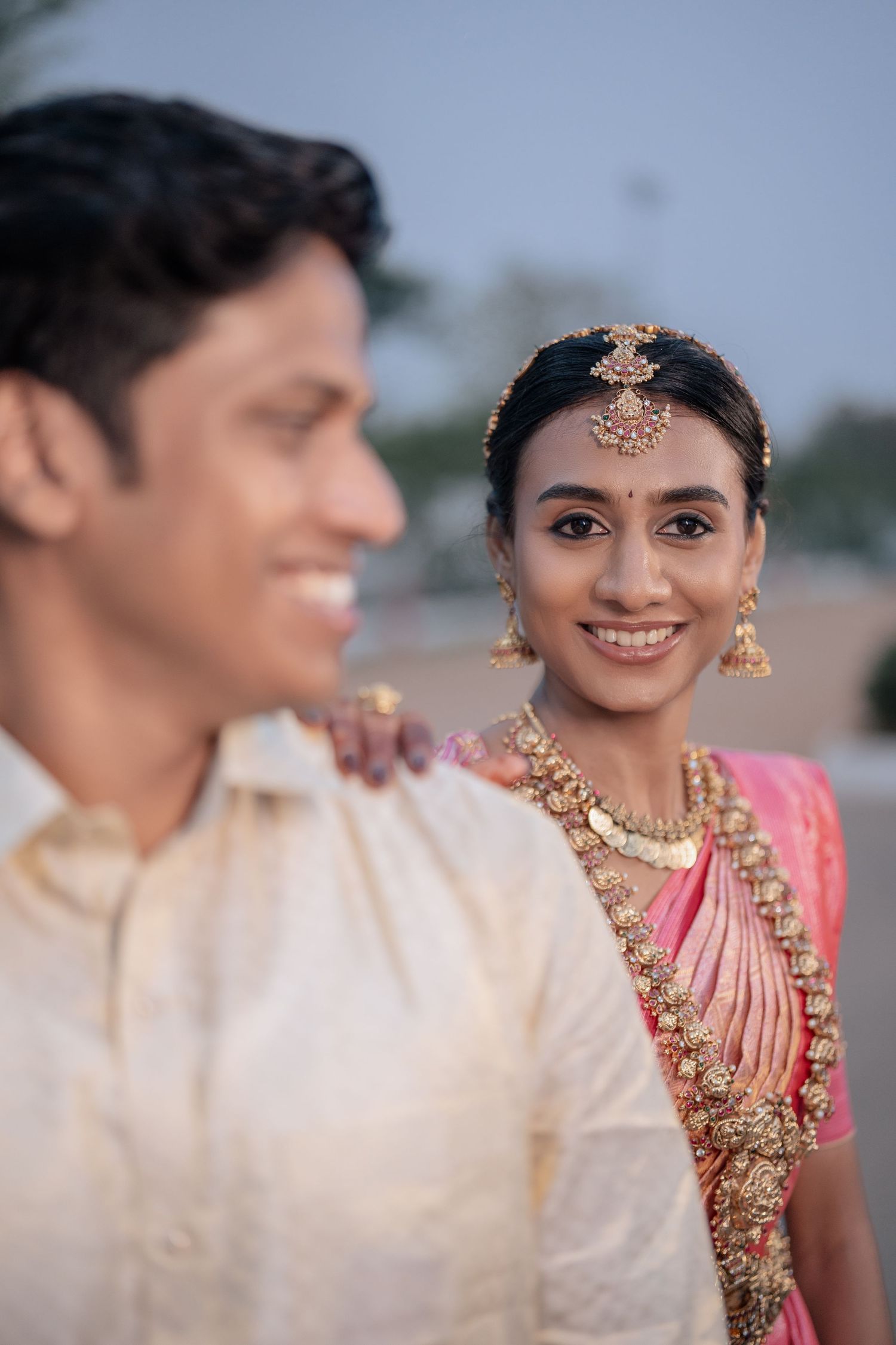 Sharuka and Kirthik at first light in Pollachi